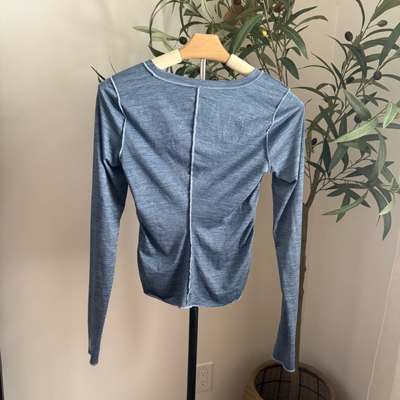 Free People Movement Ruched Long Sleeve Top Blue XS - Picture 5 of 12